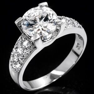 2.5c Round brilliant cut Pave Set Cz Diamond Engagement Wedding band silver Ring